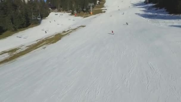 Aerial Ski Lift Ski Area View Daytime Krvavec Slovenia — Stock Video