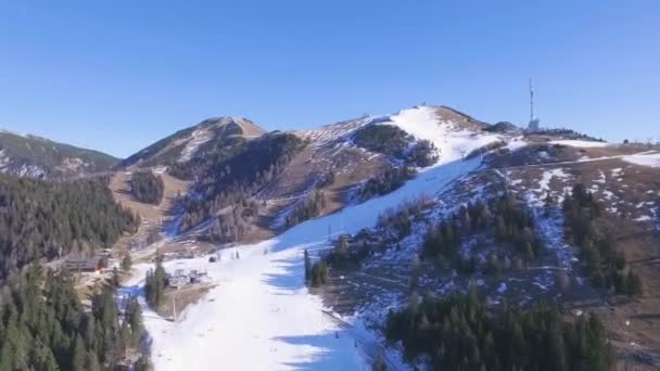 Hava Kayağı Kaldırma Kayak Alanı Görüntüsü Gündüz Vakti Krvavec Slovenya — Stok video