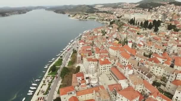 Survoler Ville Sibenik Vue Panoramique Sur Centre Historique Côte Croatie — Video