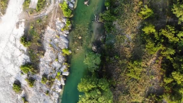 Volare Lungo Fiume Tramonto Poi Dall Alto Verso Basso Vista — Video Stock