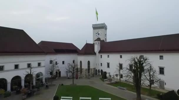 Fliegen Sie Über Die Burg Von Ljubljana Eines Der Wichtigsten — Stockvideo