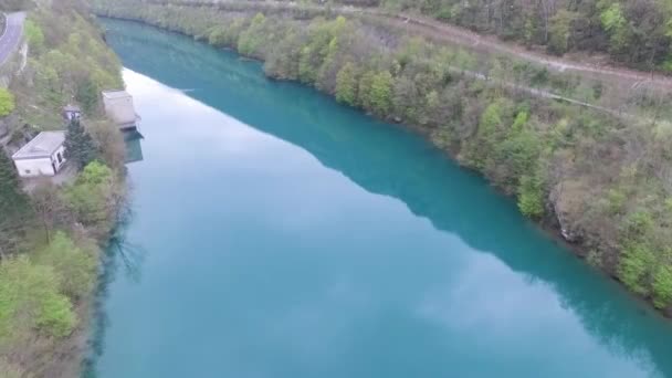 Вид Літака Річку Сока Словенія — стокове відео