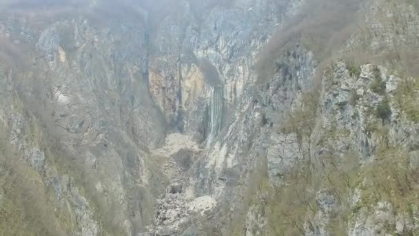 Luftaufnahme Des Boka Wasserfalls Triglav Nationalpark Julische Alpen — Stockvideo