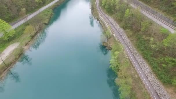 Widok Powietrza Rzekę Soca Słowenia — Wideo stockowe