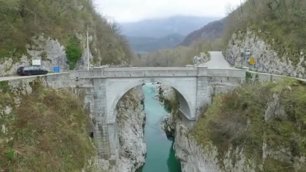 Widok Lotu Ptaka Rzekę Soca Słowenia — Wideo stockowe