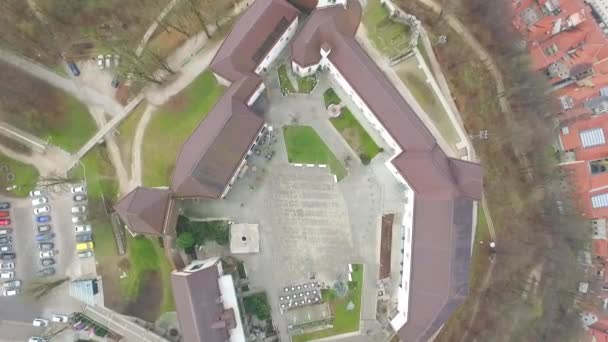 Drone Turun Dari Kastil Ljubljana Salah Satu Tengara Yang Paling — Stok Video