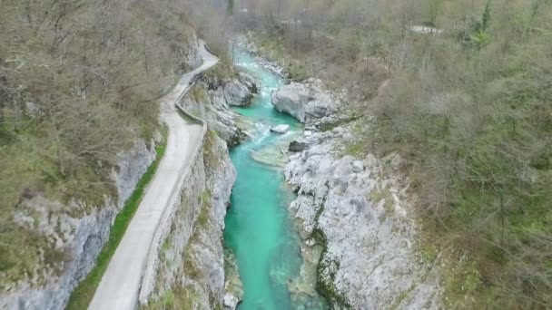 Вид Воздуха Реку Сока Словения — стоковое видео