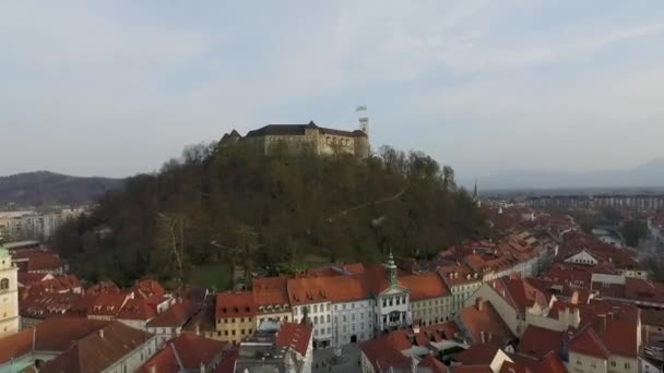 Sorvolate Castello Lubiana Uno Dei Monumenti Più Importanti Della Città — Video Stock