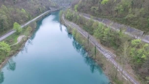 Vista Aérea Rio Soca Eslovénia — Vídeo de Stock