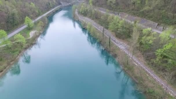 Luchtfoto Van Soca Rivier Slovenië — Stockvideo