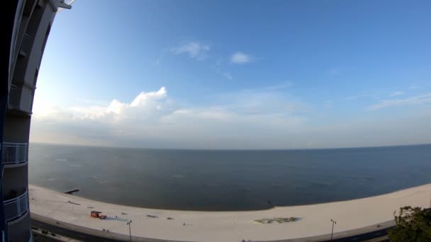 Time Lapse Morning View Beach Ocean Few Clouds Wind Blowing — Vídeo de stock