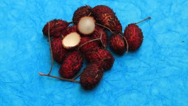 Vue Dessus Litchi Isolé Sur Fond Blanc — Video