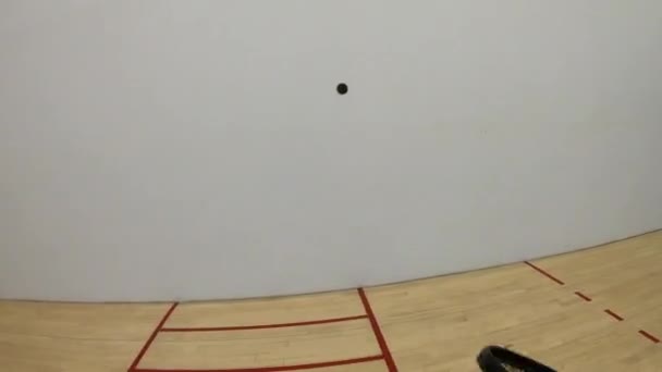 Man Cut Throat Racquetball Fpv Přehrávač Slouží Návrat Měkké Štípnutí — Stock video