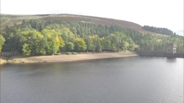 Einer Der Vielen Stauseen Peak District Hier Von Oben Gesehen — Stockvideo