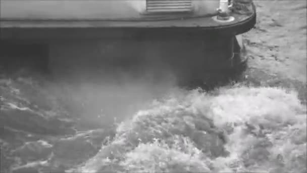Clipper Boat Ride River Thames London Seen Very Rear Engines — Stock Video