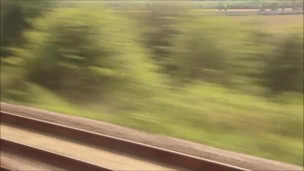 Passagerarvy Över Huvudtågresa England Storbritannien Från Retford Till King Cross — Stockvideo