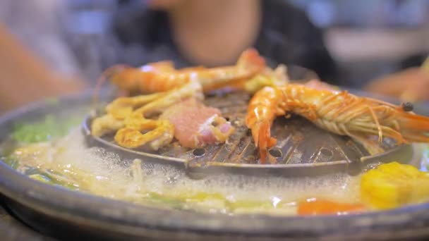 Korean Barbecue Shrimps Top — Stock Video