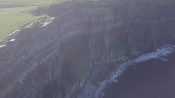 Hermosa Foto Panorámica Los Icónicos Acantilados Moher Condado Clare Irlanda — Vídeo de stock
