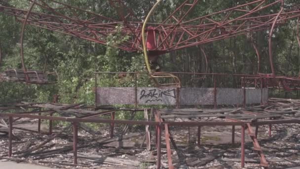 Opname Van Verlaten Radioactieve Stad Pripyat Uitsluitingszone Bij Kerncentrale Van — Stockvideo