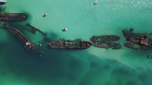 Vraky Lodí Moreton Islandu Sandy Island Queenslandu Dron Výstřel Vraky — Stock video