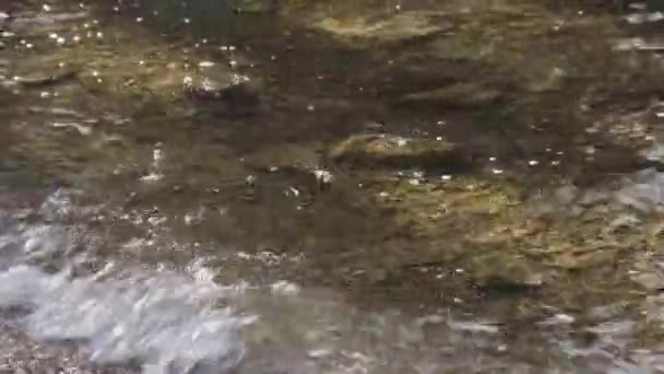 Clear Water Lake Splashes Its Waves Rocks Underwater Appearance Bubbles — Stock Video