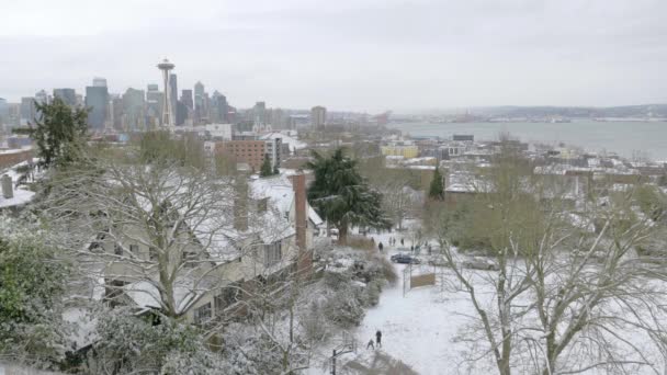 Skyline Seattle Recouvert Neige — Video