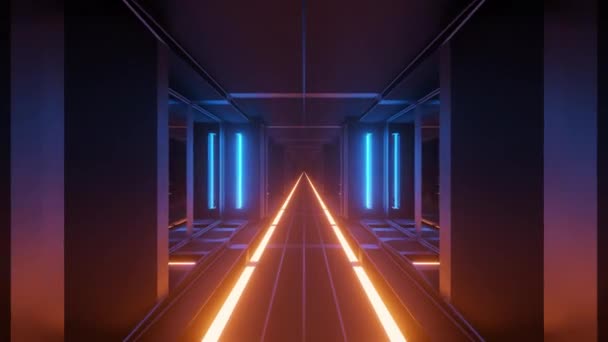 Looped Animation Art Concept Sfondo Tunnel Futuristico Con Luci Neon — Video Stock