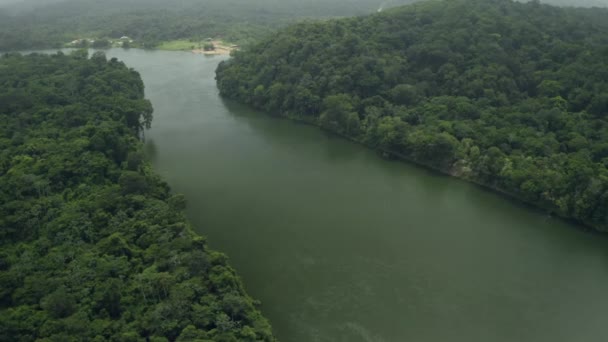 Grande Rio Amazonas Fluindo Através Floresta Tropical Suriname Vista Aérea — Vídeo de Stock
