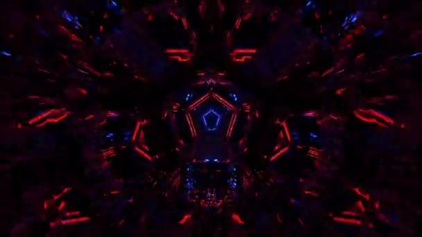 Colourful Neon Pentagon Shaped Tunnel Seamless Loop — Stock Video