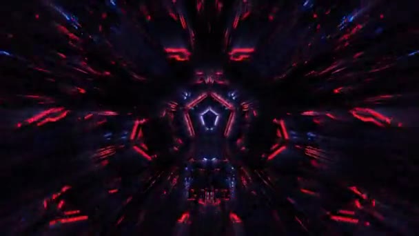 Abstracte Vijfhoek Tunnel Neon Lichten Loop — Stockvideo