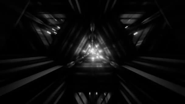 Futuristische Zwart Wit Tunnel Driehoek Achtergrond Perfect Naadloze Looped Opener — Stockvideo