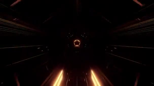 Futuristische Neon Hyper Pentagonal Pentagon Detaillierte Sci Alien Raumschiff Reflektierendes — Stockvideo