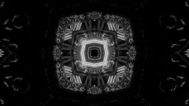 Černobílý Tmavý Kaleidoskop Čarodějnictví Duchovní Vzor Loo — Stock video