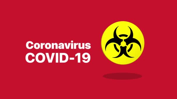 Covid Coronavirus Biologisch Gevarenbord Rotatie — Stockvideo