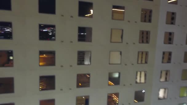 Aerial Aerial Shot Looking Rows Luxury Hotel Windows Las Vegas — Stock Video