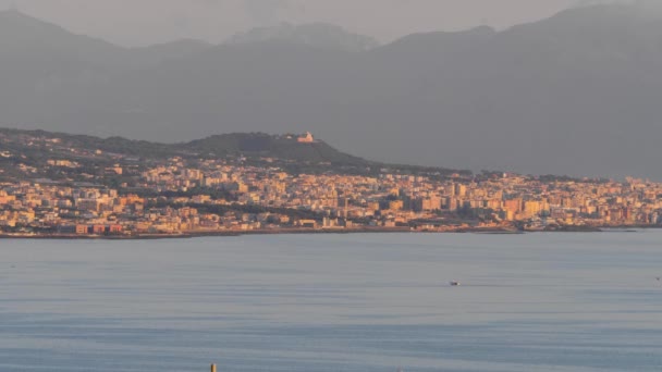 Widok Zatokę Neapolu Zachód Słońca Neapolu — Wideo stockowe
