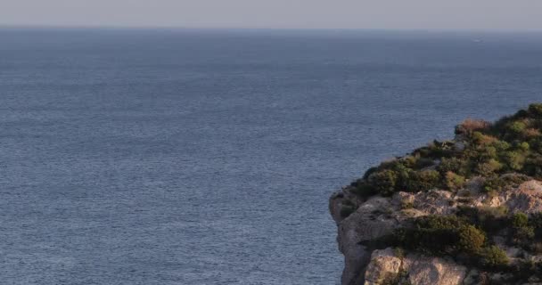 Aerial Skud Kanten Klippe Med Havet Baggrunden Øen Sardinia Middelhavet – Stock-video