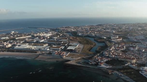 Carte Photographique Depuis Vue Aérienne Péninsule Peniche Près Lumière Soir — Video