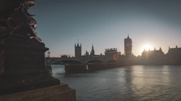 Londen Huizen Van Het Parlement Zonsondergang Tijdverloop — Stockvideo