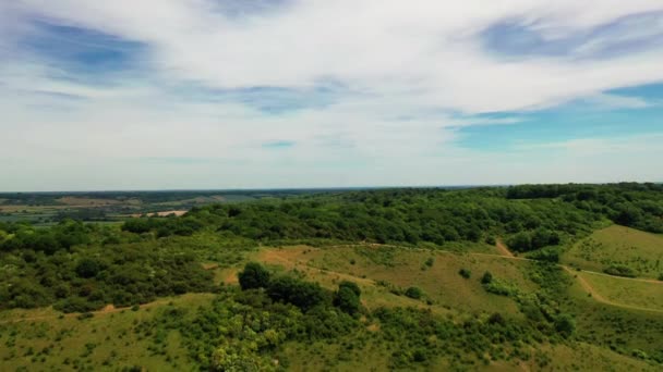 Ascesa Aerea Girato Sul Paesaggio Rurale Una Giornata Sole Luminoso — Video Stock