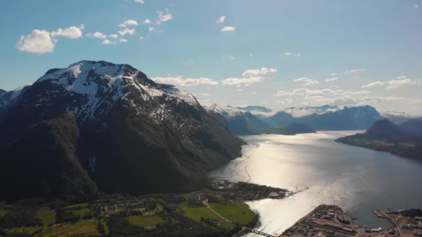 Splendida Vista Sulla Montagna Norvegese Fiordi — Video Stock