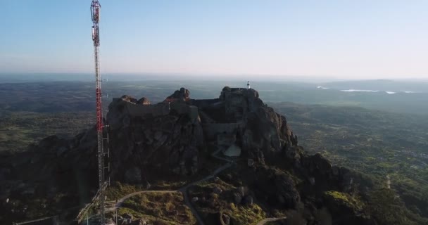 Vista Aérea Del Castillo Monsanto Portugal — Vídeo de stock