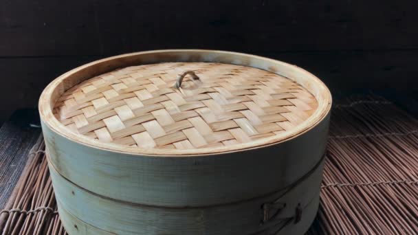 Three Quarter View Fast Uncovering Lid Cooked Steamed Buns Showing — Stock Video