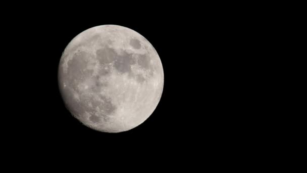 Ljus Fullmåne Inställd Mot Mörk Svart Himmel Rör Sig Från — Stockvideo