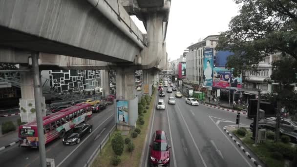 Tráfico Bangkok Tailandia Por Encima Del Tráfico Puente Puesta Sol — Vídeos de Stock