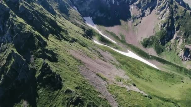 Pohled Vysoké Stezky Kavkazských Horách Ledovce Zelená Tráva Divoká Jezera — Stock video