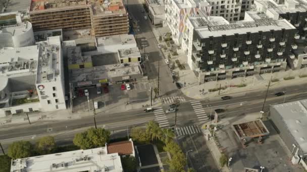 Vista Aves Del Tráfico Automovilístico Santa Monica Boulevard — Vídeos de Stock