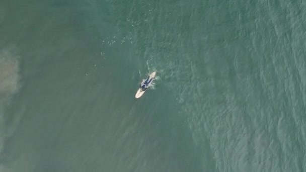 Surfergirl Fångar Våg Zuma Beach California — Stockvideo