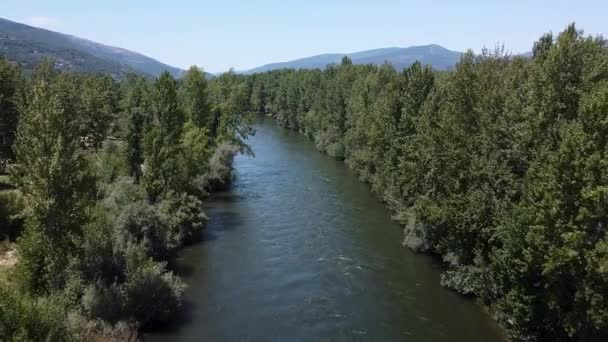 Luchtfoto Sil Rivier Een Brug Barco Valdeorras Galicië Spanje Omgekeerde — Stockvideo