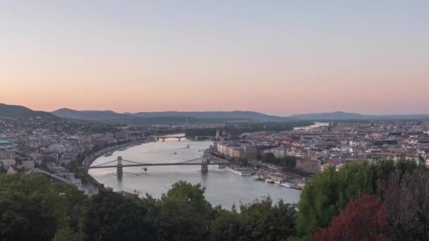 Video Timelapse Una Puesta Sol Sobre Río Danubio Capital Hungría — Vídeo de stock